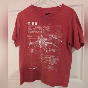 Star Wars Kid's boys Red X-Wing Fighter Short Sleeve T-Shirt Size Youth XL